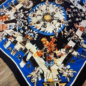 Vintage HanMei Blue and Black Patterned Scarf